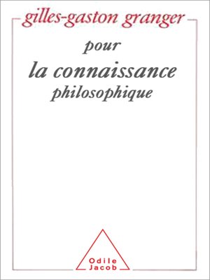cover image of Pour la connaissance philosophique
